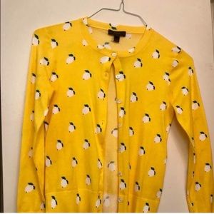 J. Crew lemon print cardigan rare blockers